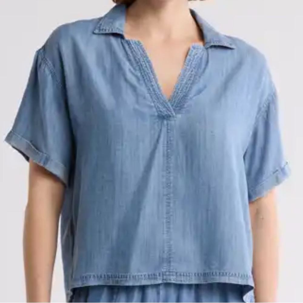 NWT Splendid Chambray Polo Top